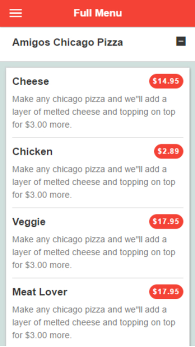 Amigo Chicago's Pizza screenshot 3