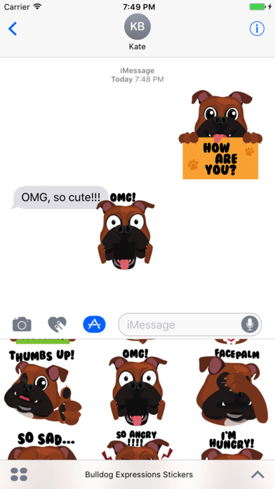 Bulldog Expressions Stickers for iMessage screenshot 2