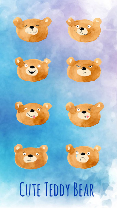 Cute Teddy Bear - Watercolor Emojis screenshot 2