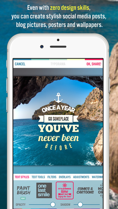 Screenshots of Typorama - Text on Photo Editor, Typography Maker for iPhone