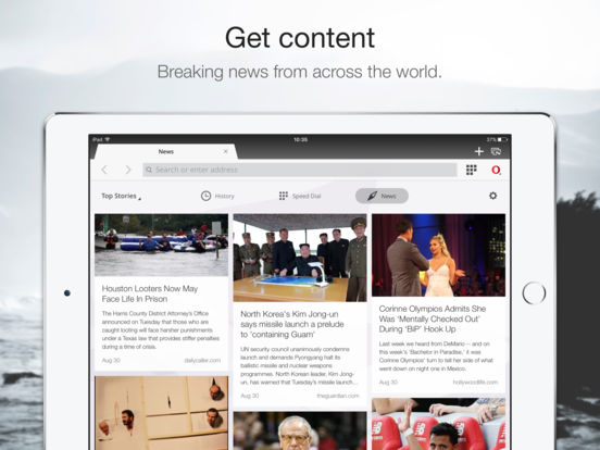 Screenshots of Opera Mini for iPad