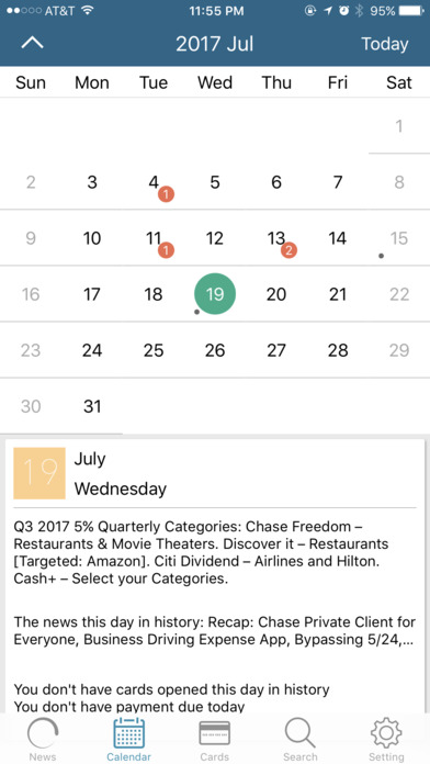 Credit Calendar screenshot 2