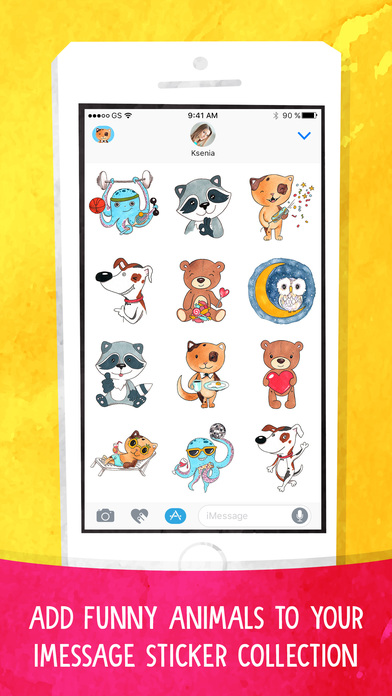 Funny Animals - very cute watercolor sticker pack screenshot 3