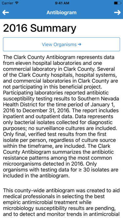 Clark County NV Antibiogram screenshot 2