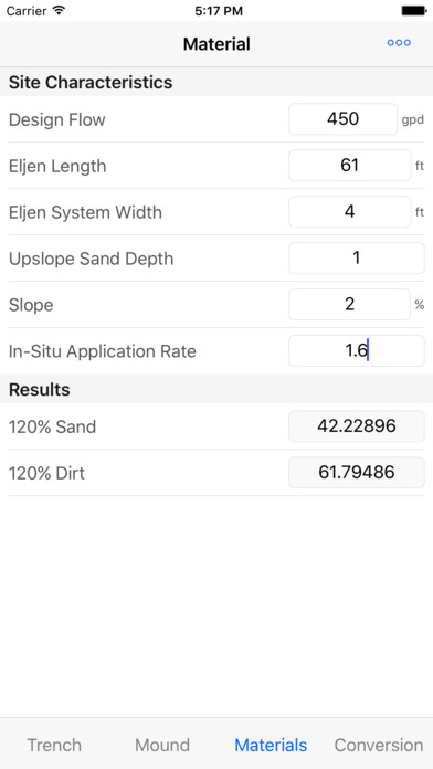 Eljen WI Septic Calculator screenshot 4