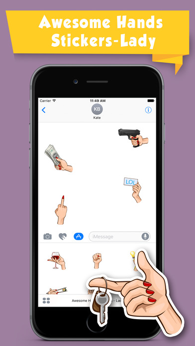 Awesome Hands Stickers - Lady screenshot 2