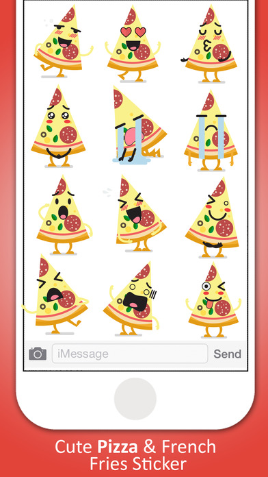 Pizza and French Fries Sticker screenshot 3