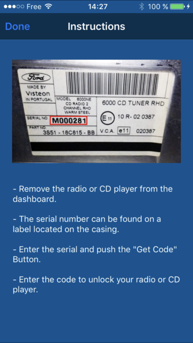 Ford M Radio Code Generator screenshot 2