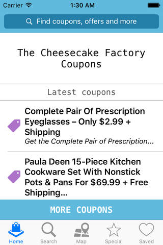 Coupons for The Cheesecake Factory screenshot 2