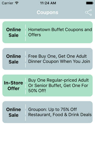 Coupons for HomeTown Buffet Shopping App screenshot 2