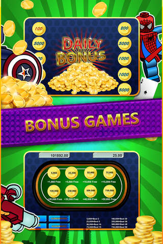 Slot Machines & Poker Super Heroes Mega Casino Slots Pro - "Lego edition" screenshot 3
