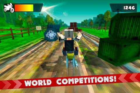 Motocross Stunt Bike Racing Game in a Blocky World screenshot 2