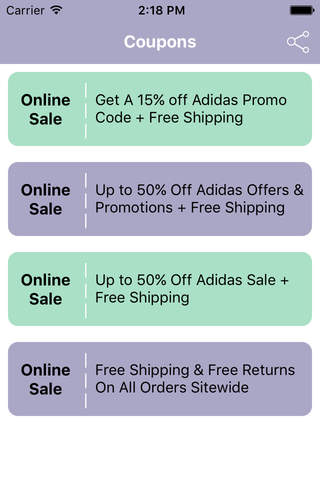 Coupons for Adidas Shopping App screenshot 2