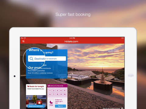 Screenshots of Hotels.com for iPad