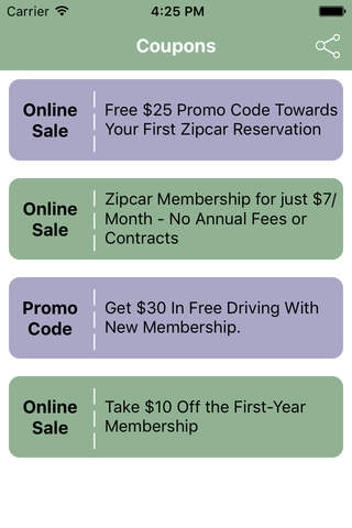 Coupons for Zipcar Traveling App screenshot 2