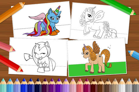 Pony and Unicorn - Coloring Book for Little Boys, Little Girls and Kids - Free Game screenshot 2