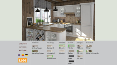 LHM House kitchen configurator screenshot 3