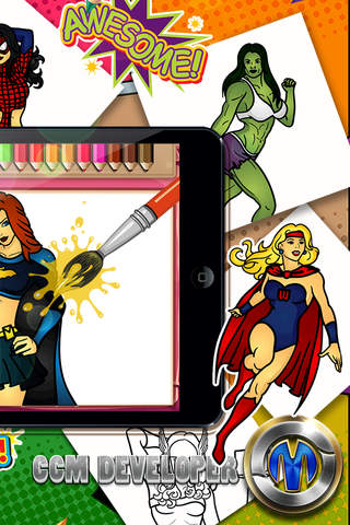 Drawing Desk Coloring Book for Superheroes Women screenshot 2