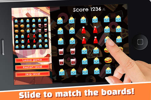 Fast Food Slide To Match Mania - FREE - Junk Foods Matching Puzzle screenshot 2
