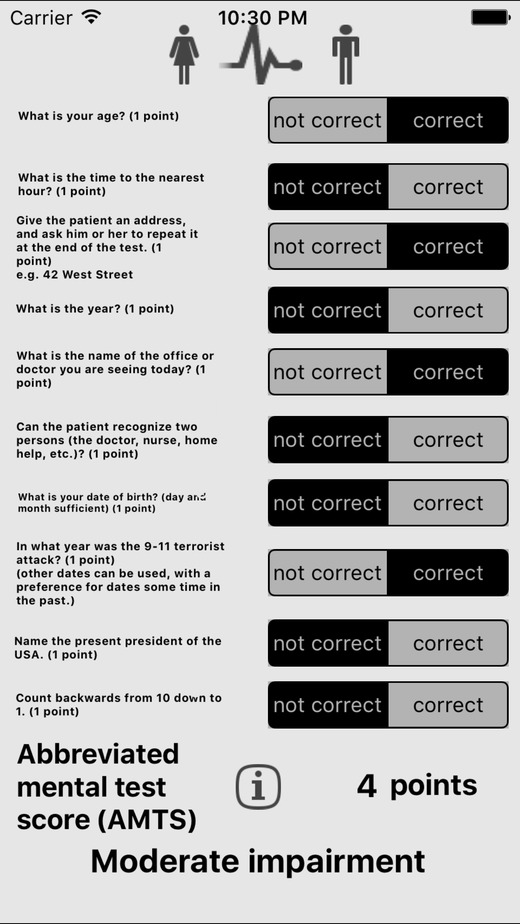 abbreviated mental test score (amts)