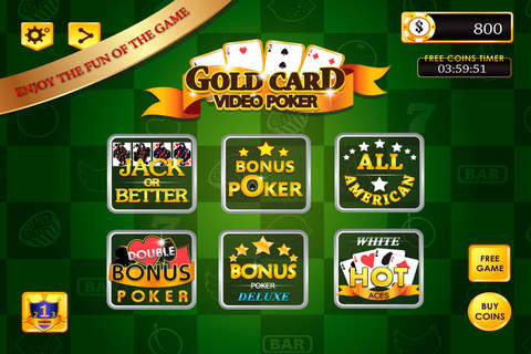 Gold Card Video Poker : High Money Low Risk Casino Game screenshot 3