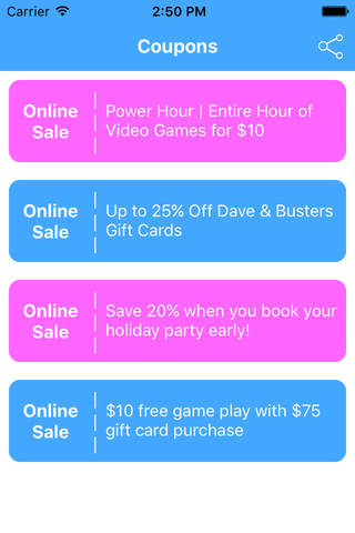 Coupons for Dave & Busters Free App screenshot 2