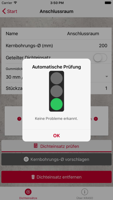 KRASO Dichteinsatzkonfigurator screenshot 2