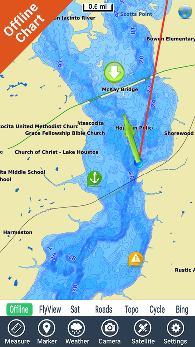 Lake Houston Texas HD GPS fishing map offline screenshot 3