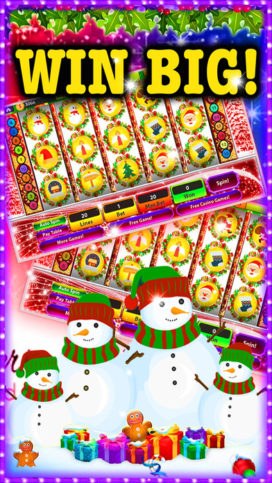Free SLOTS Machine Merry Christmas Snowman screenshot 3