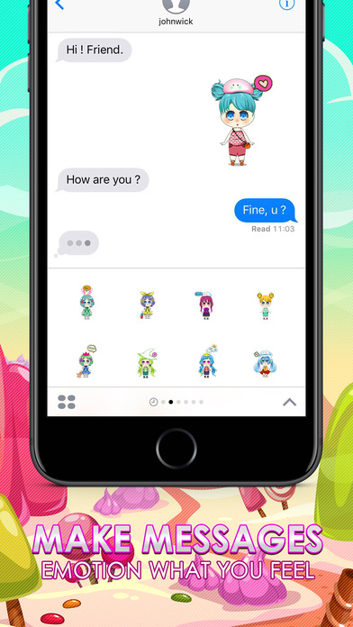 Anime Girls Emoji Chibi Stickers Themes ChatStick screenshot 2