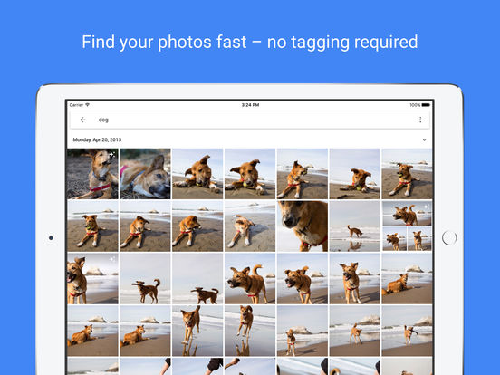 Screenshots of Google Photos for iPad
