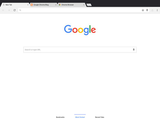 Screenshots of Chrome for iPad
