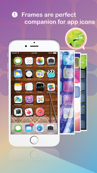 Premium App Frames ® - Custom made frame icon texture to decorate screen of iPhone 6 6 Plus iOS 8