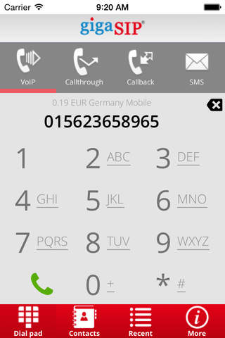 gigaSIP Call screenshot 3