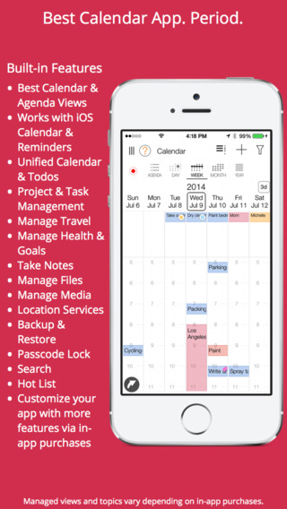 Pro.Calendar: Smart Agenda Day Week Month and Year Views Complete with Six Topics