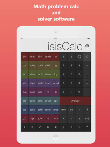 isisCalc HD calculator with the progress of solving mathematical expressions for iPad