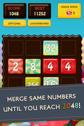 Chocolate Candy Bricks: Delicious 2048 version with chic graphics screenshot 2