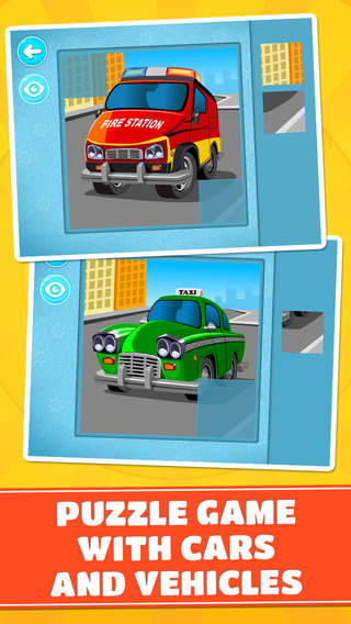 Cars and Vehicles Puzzle - Logic Game for Toddlers Preschool Kids and Little Boys - Free