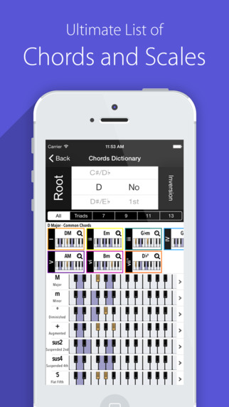 Piano Companion PRO - chord and scale dictionary with staff chord progression and circle of fifths