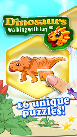 Dinosaurs walking with fun HD jigsaw puzzle game for toddlers and kindergarten kids with dinosaur pu