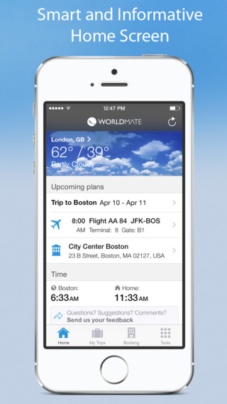 WorldMate Travel Plans Flight Tracker