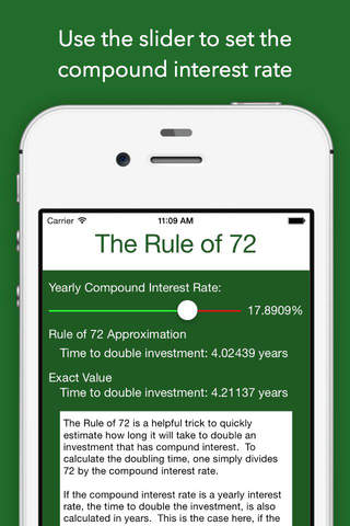 The Rule Of 72 - Calculate Investment Growth Time screenshot 2