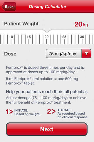 Ferriprox Dosing Calc screenshot 2