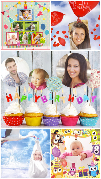 B’Day Cards: Funny Photo Frames Birthday Hat Personalized New Baby Ecard