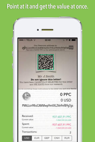 BitScanner - QR-code wallet scanner for Bitcoin, Litecoin and Peercoin screenshot 2
