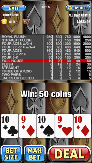 A Double Double Bonus Video Poker 5 Card Draw