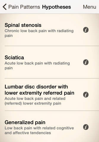 Clinical Pattern Recognition: Low back pain screenshot 2