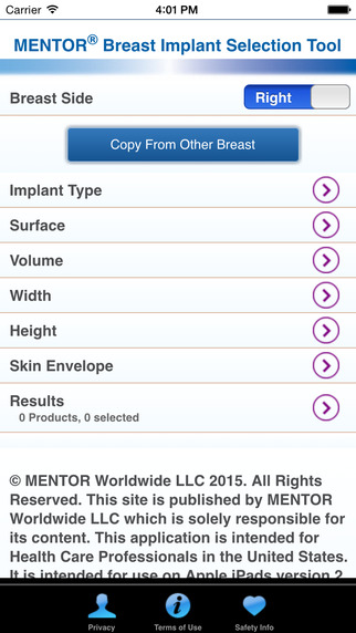 MENTOR® Breast Implant Selection Tool