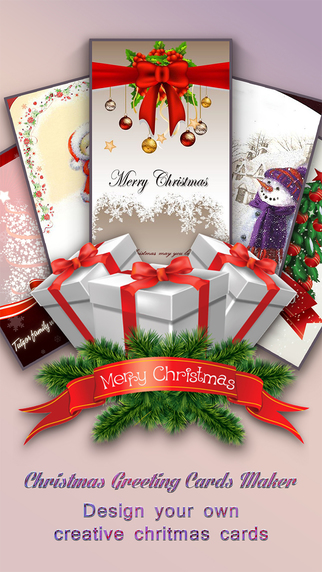 Christmas Greeting Cards Maker - Mail Thank You Send Wishes with Greeting Frames plus Stickers