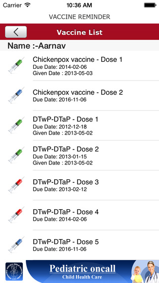 【免費醫療App】Vaccine Reminder - Pediatric Oncall-APP點子